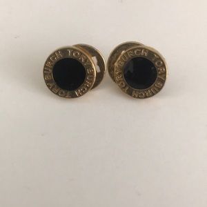Tory Burch onyx and gold stud earrings